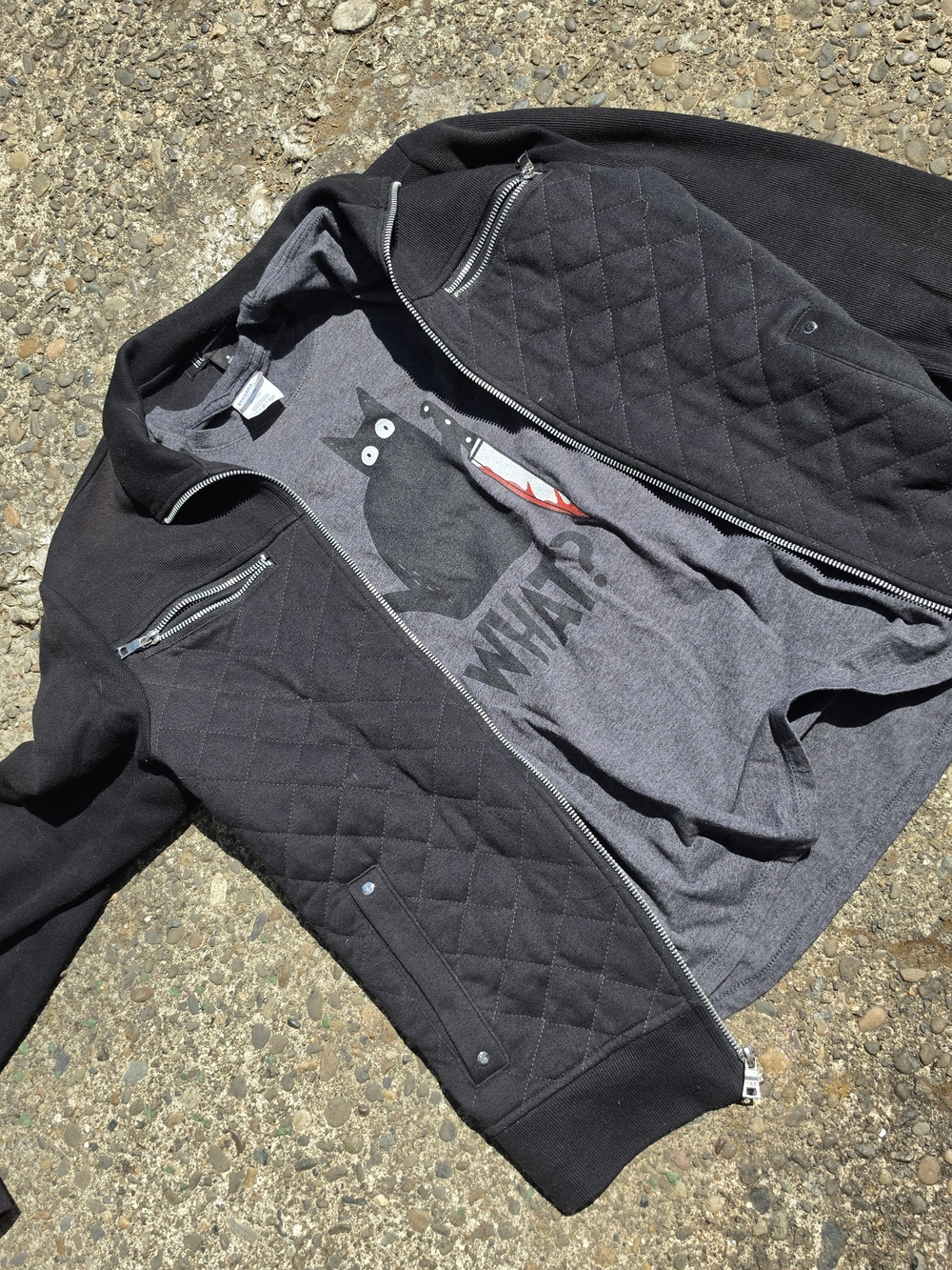 INC International Concepts Black Quilted Kids Bomber Jacket